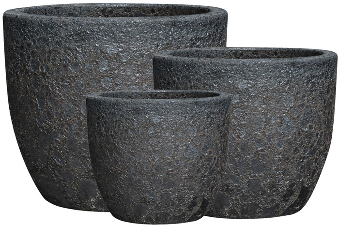 Krukkesæt keramik sort 3 stk.